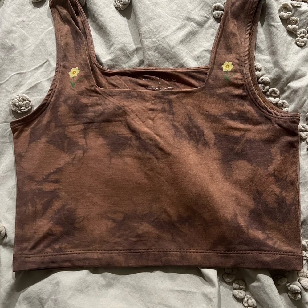 Purusha People Brown Tie-Dye Crop Top